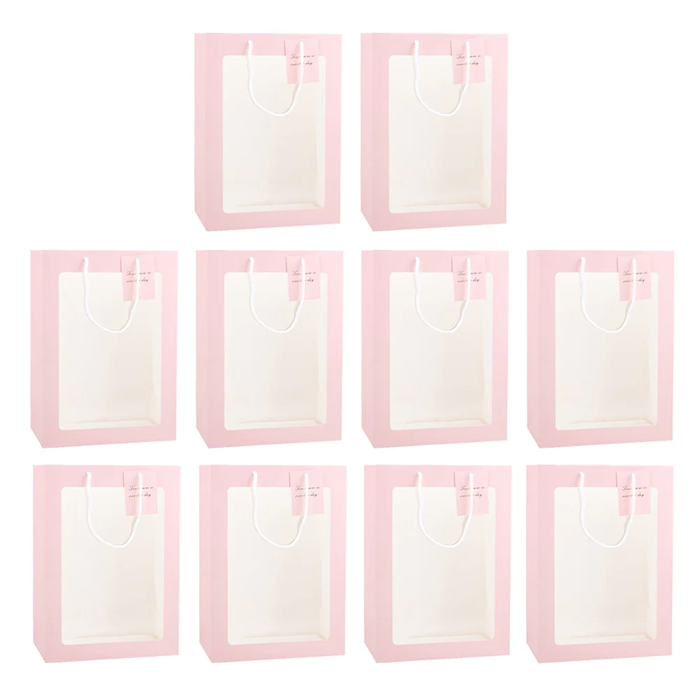 

Bouquet Flower Gift Paper Window Floral Kraft Party Day S Handle Clear Mother Bridal Shower Birthday Transparent Handbag Storing