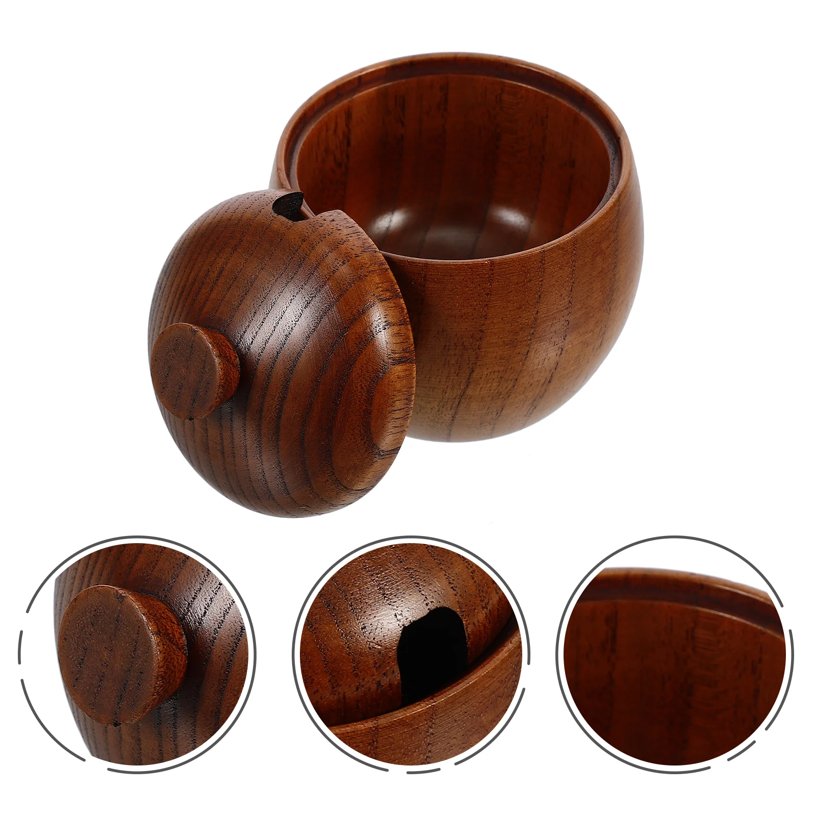

1pc Wooden Bowl Seasoning Container Durable Feeding Tableware Bowl with Lid