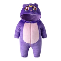 cocogugu kigurumis baby bodysuits boys girls anime purple cat onesie baby romper winter infant soft flannel newborn ropa bebe
