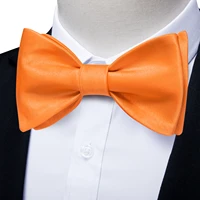 exquisite orange silk bowties for man wedding party groom self tie bow ties hanky cufflinks sets luxury men butterfly knots gift