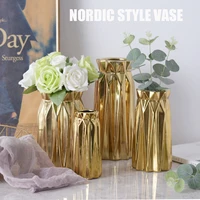 modern minimalist plating gold nordic style ornaments flower shop wedding geometry ceramic decorative home vase creative product