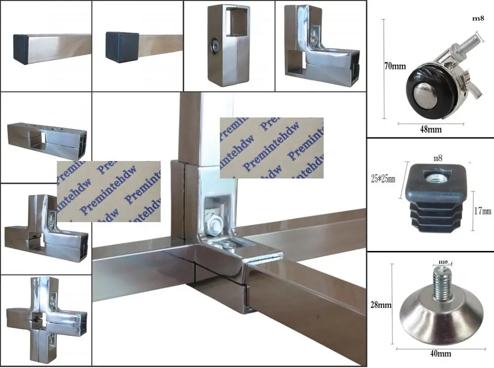 

Aluminum 25x25mm Square Pipe Fittings Tube Clamp Holder Joint Connector elbow Tee Clothes Shelf Joint Connector Displaying Stora
