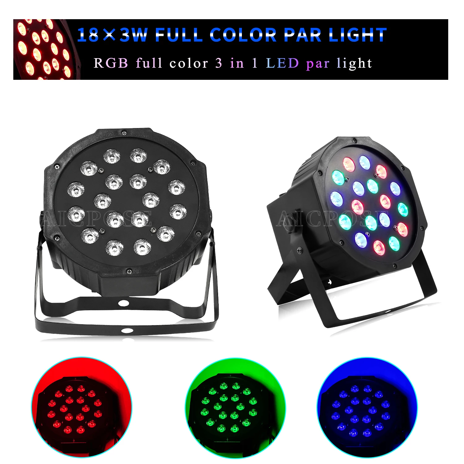 18x3W RGB 3 in 1 LED Par Light Color Stage Light DMX512 Professional Control DJ Disco Equipment Home Party Wedding Lighting