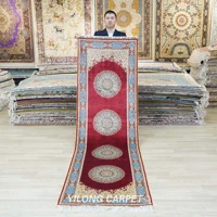 2 5x9 persian silk carpet runner red medallion hand knotted oriental runner tj189a