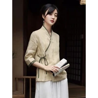 2022 chinese traditional vintage qipao blouse loose hanfu top elegant tang suit traditional chinese clothing oriental tang suit