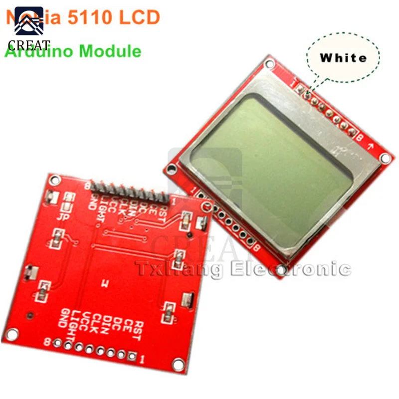 

10PCS 3.3V Dot Matrix LCD Module Display Monitor White Backlight Adapter PCB 84*48 84x48 5110 Screen For Arduino Controller