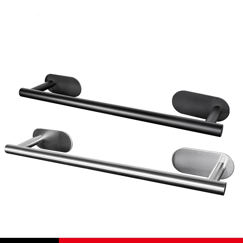 

Stainless Steel Bathroom Towel Rack Self Adhesive Wall-Mounted Bathroom Towel Shelf Holder Balcony Storage Clothes Hanger Shelf