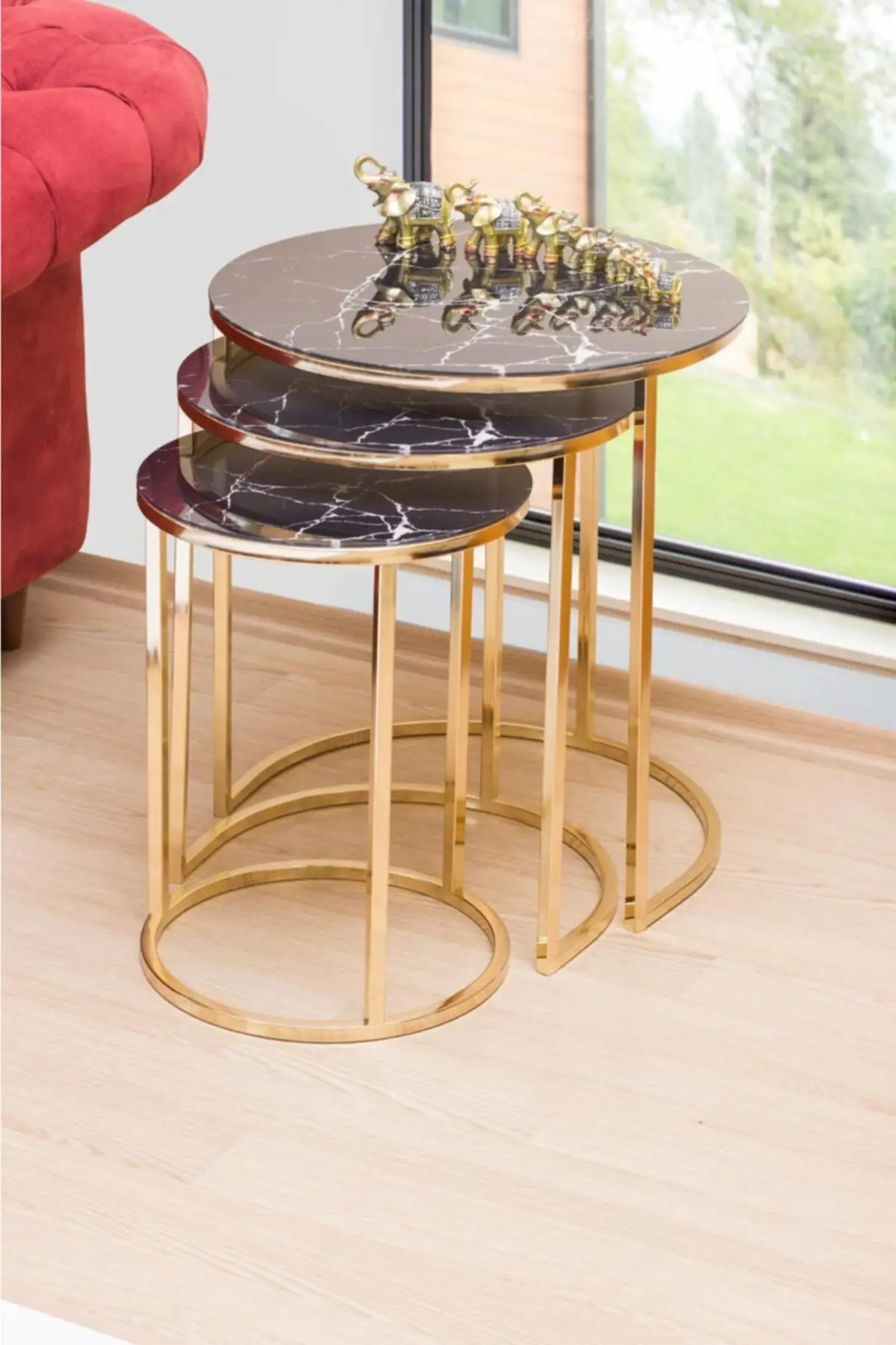 

Black White Marble Pattern Metal Zigon Coffee Table