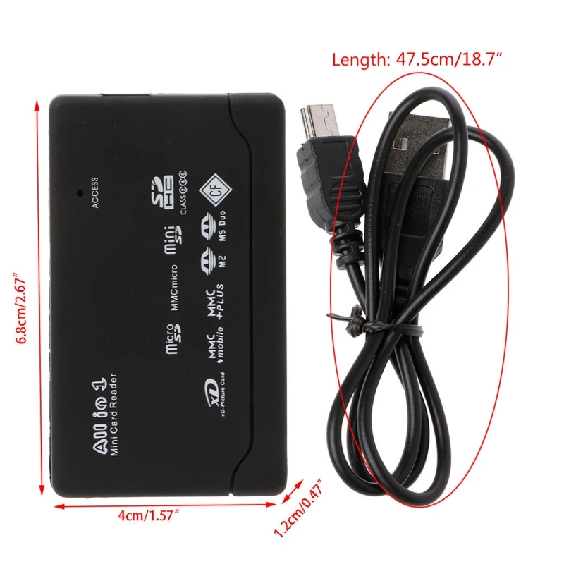 

Portable Card Reader Writer USB All-in-1 Read Flash Memory Cards Simultaneously Universal Adapter Multi Hub For CF XD