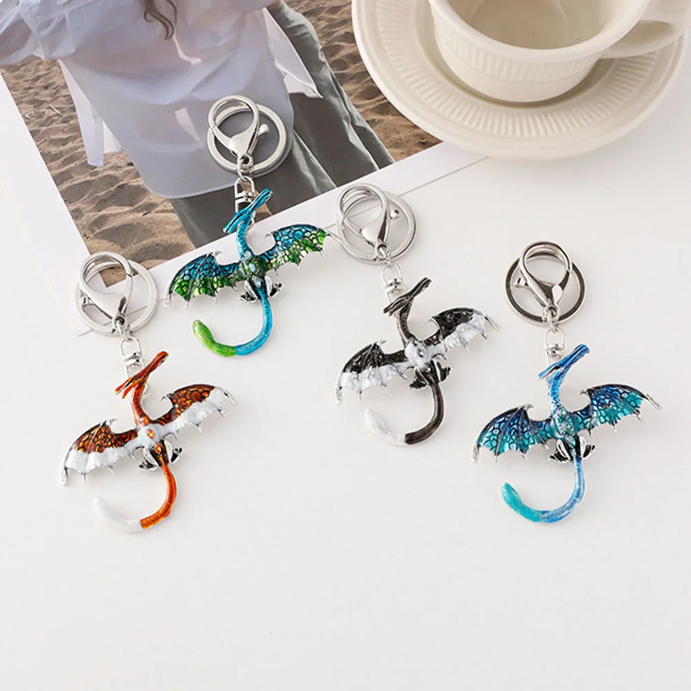 

4 Pcs Key Rings Decor Keyring Alloy Backpack Hanging Ornaments Cartoon Pendants