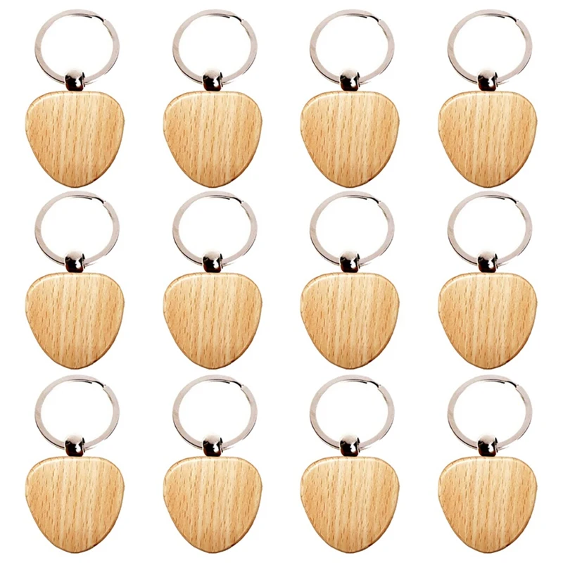 

12 шт., деревянные брелоки в форме сердца