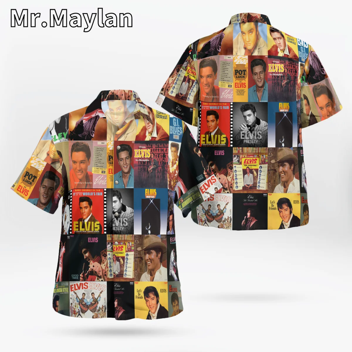 

Мужская летняя рубашка с коротким рукавом The King Elvis Presley, Гавайская футболка 3D, большие размеры 5XL