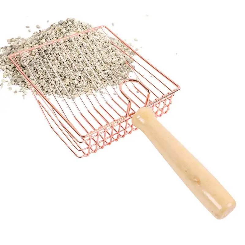 

Металлический наполнитель, экологически чистый большой наполнитель с деревянной ручкой, прочный металлический наполнитель для котят, Многофункциональный длинный наполнитель