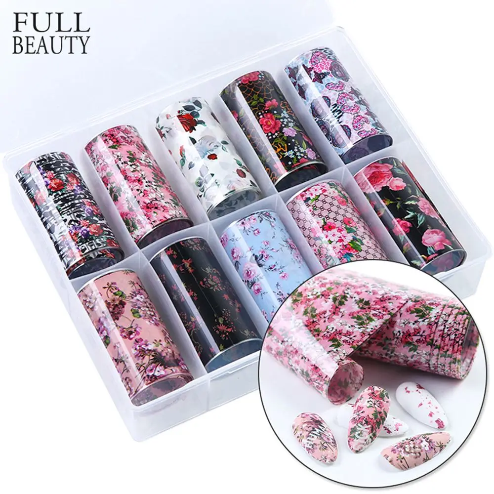 

10pcs/set Slider Decals Mixed Flower Nail Art Bowknot Nail Stickers Starry Transfer Paper Nail Polish Patch Nail Foils