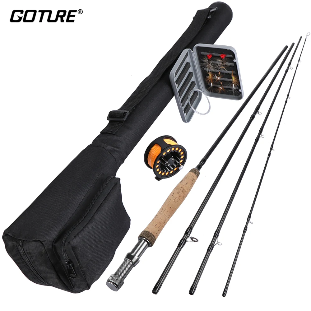 Goture Fly Fishing Rod Combo 2.7m 5/6 Fly Fishing Kit Include Carry bag Metal Fly Reel with Dry Flies box for Fly Fishing