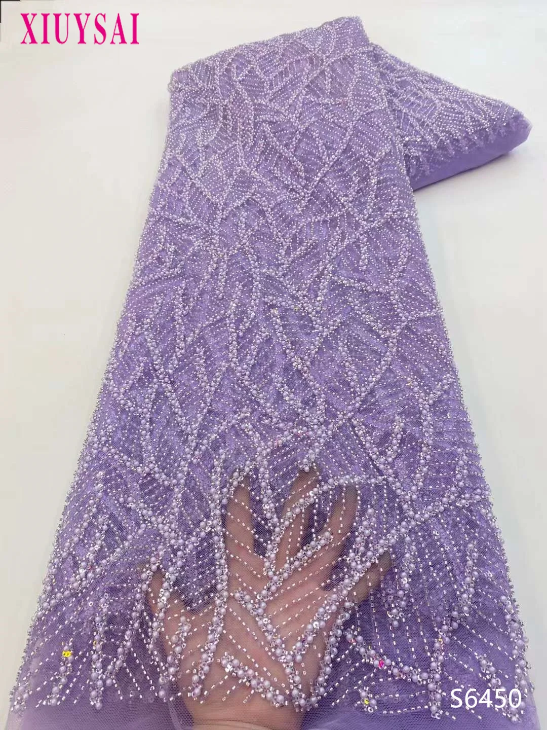 

Роскошная бисерная кружевная блестящая африканская кружевная ткань 2023 Высококачественная нигерийская сетчатая кружевная ткань для вечер...