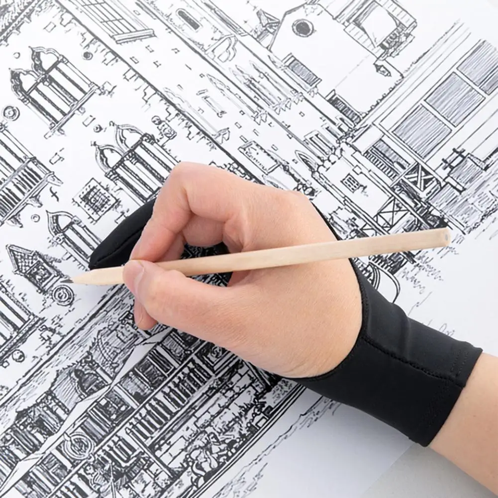 

1PCS Black Two-finger Anti-fouling Glove Suitable For Both Right And Left Hand Artist Drawing For Any Graphics Drawing Tablet