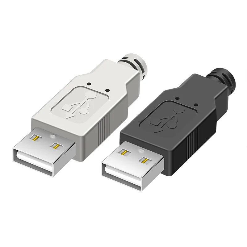 

Standard Four Piece Set USB Self Welding Plug Welding Joint USB A-type Male Head With Plastic Shell