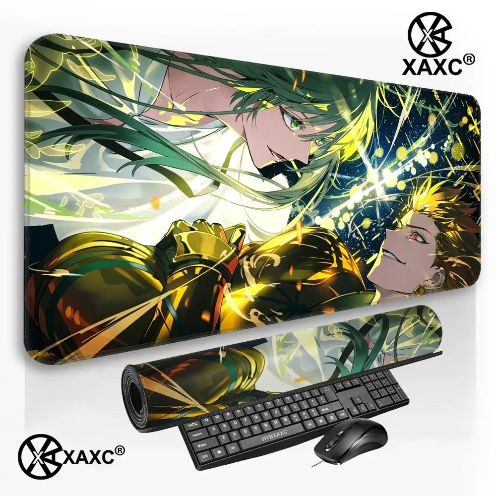 Фото Коврик для мыши F-Fate Series Enkidu Anime, эстетичный коврик для стола с зелеными волосами, нескользящий игровой коврик для клавиатуры, коврик для мыши HYBXXC №3