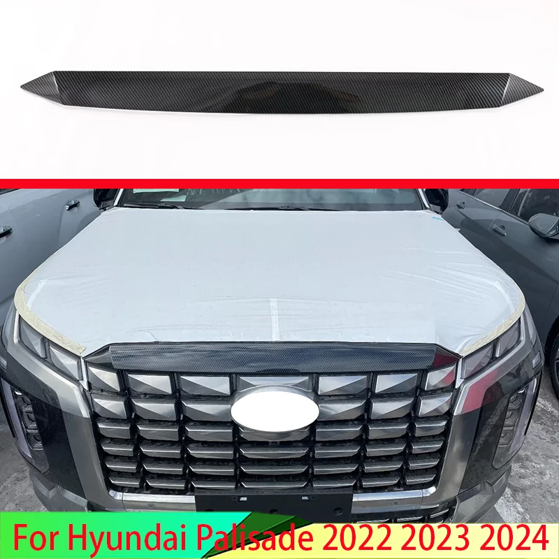 

Для Hyundai Palisade 2022 2023 2024, стиль из углеродного волокна, передний капот, решетка, бампер, сетка для губ, накладка, молдинг