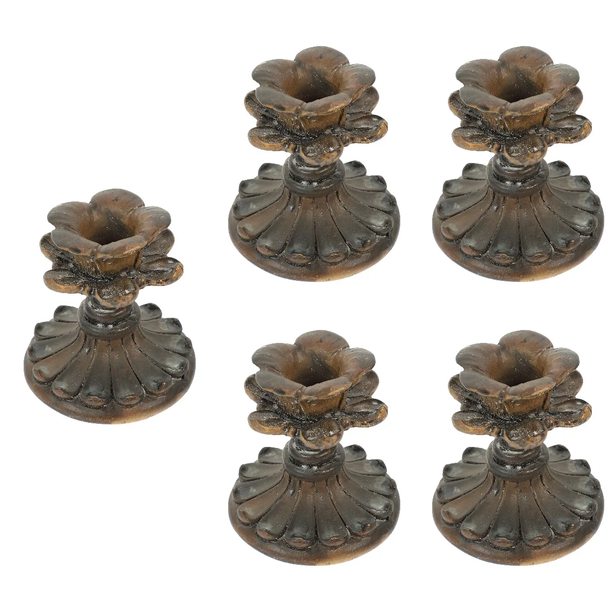 

5pcs Vintage Carved Floral Resin Holder Stand Home Decor