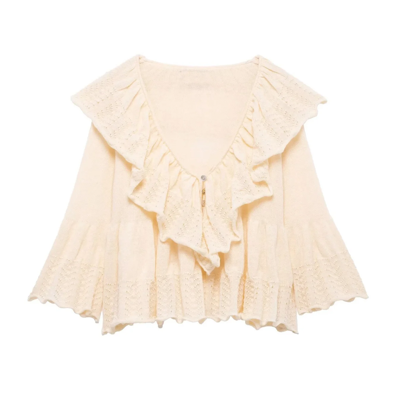 Myst &amp Za 2022 новый летний вязаный свитер с v-образным вырезом сложенный дизайн