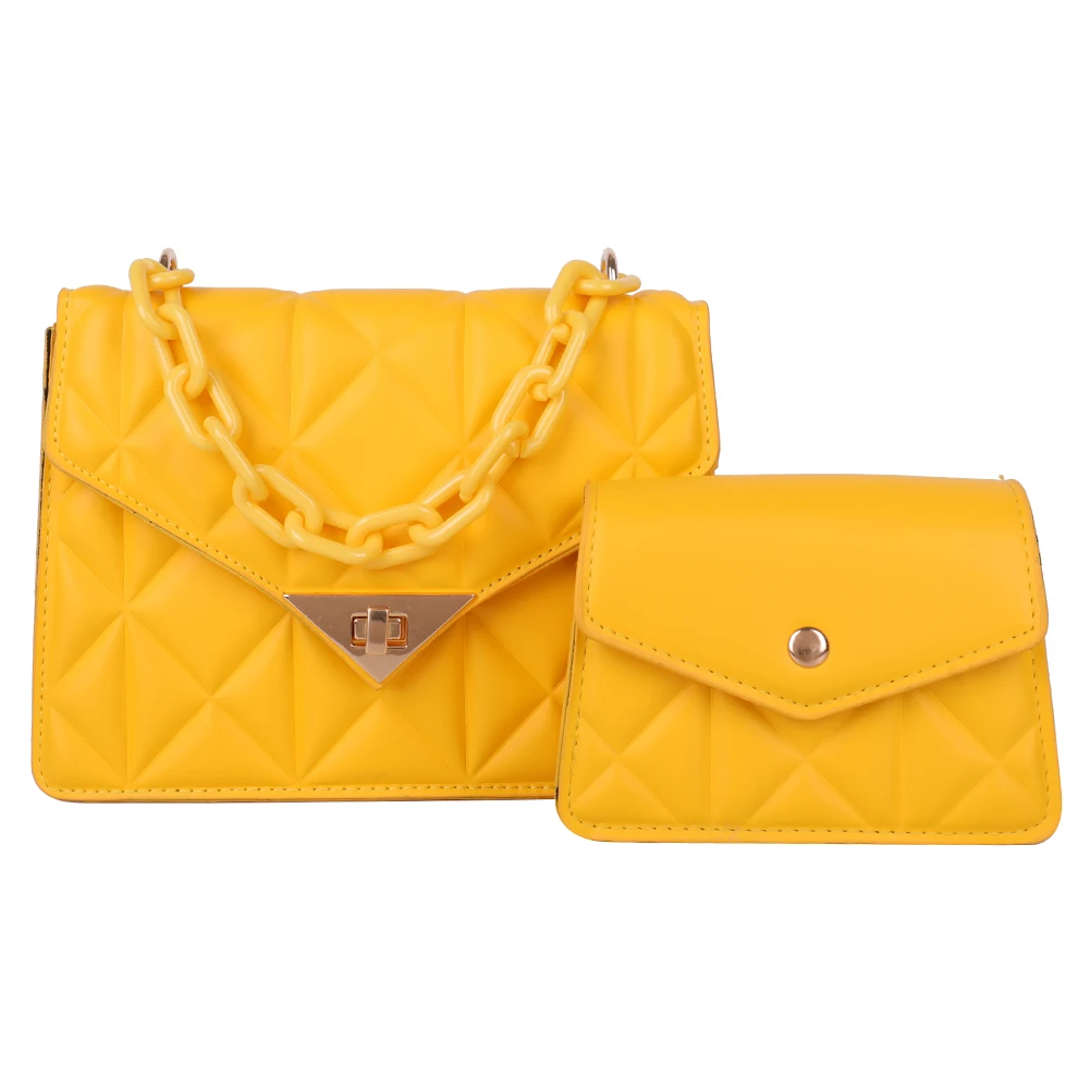 

2Pcs/Set Women Diamond Lattice Shoulder Handbag PU Leather Composite Bag Purse for Outdoor Travel Shopping Bag