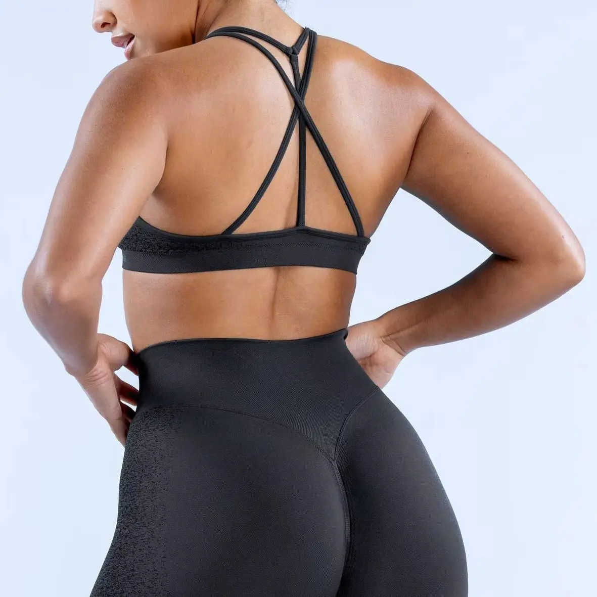 Фото No Logos Tight Yoga Bra Women's Suspender Band Ignite Cross Back Sports Quick Dry Fitness Impact Clothing Top Sexy New Halter №3