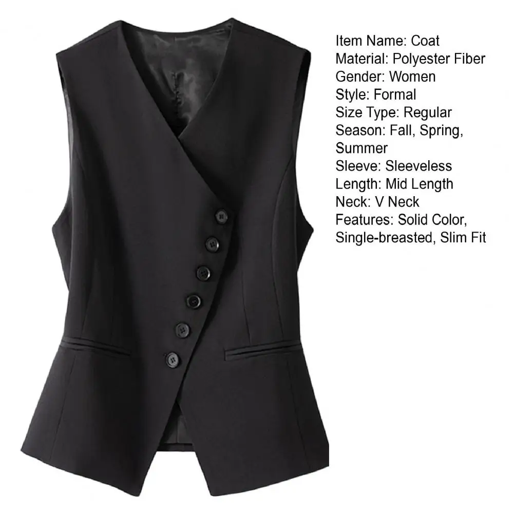 Женский жилет пальто без рукавов однобортный на пуговицах облегающий кардиган в