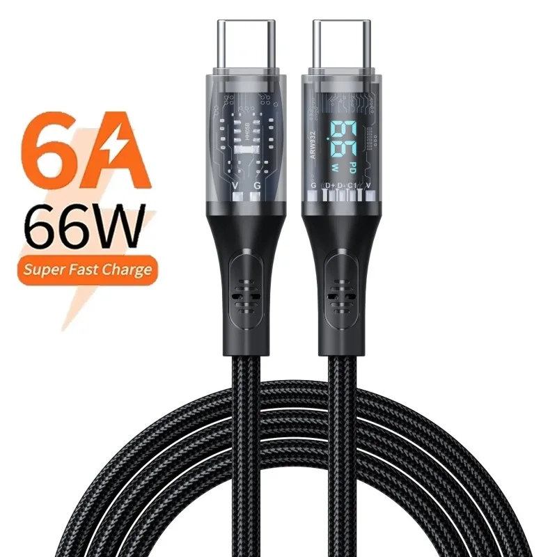 

PD 66W USB C To USB C Cable PD Fast Charging Charger USB Type C Wire Cord For Macbook IPAD POCO Samsung Xiaomi 6A Display Cable