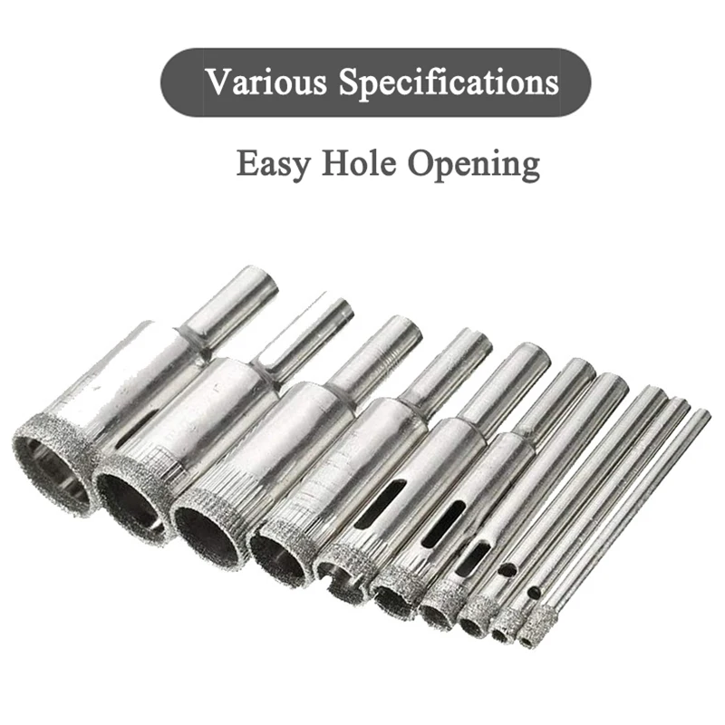 

10 шт./компл. из быстрорежущей стали с алмазным покрытием полое сверло 3-13/18/20 мм, сверло для керамической плитки, мрамора, стекла, керамики, све...