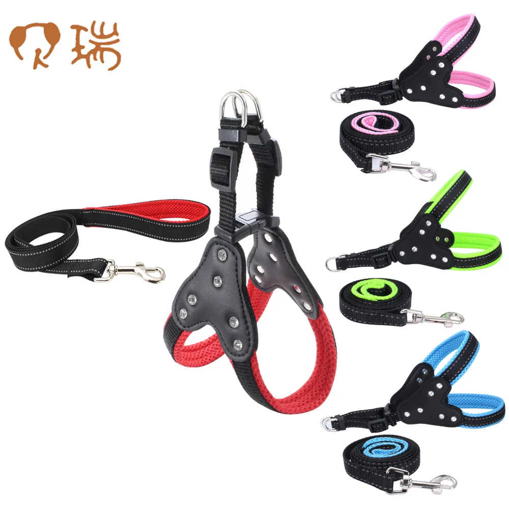 

Dog Harness, No Pull Pet Harness with Matching Leash Included for Easy Control, No Choke, Reflective Adjustable Diamond