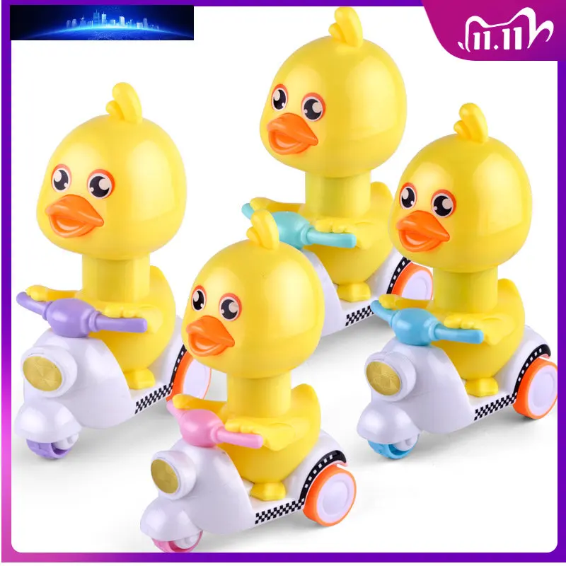 

Детские игрушки для малышей, автомобили для малышей, нажимная и утка, мотоцикл с вращающейся головкой на 360 °, Мультяшные животные, заводные ...