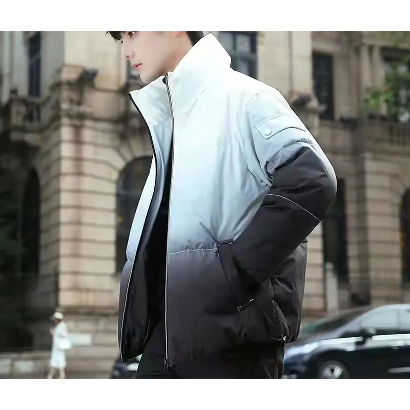 Autumn Jacket Men gradient down jacket Jacket Korean Fashion Streetwear Casual Jacket Men Fashion Clothing Stand Collar Coats