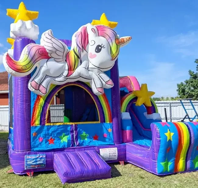 Коммерческий надувной единорог Bounce House горка комбинированный прыгающий замок