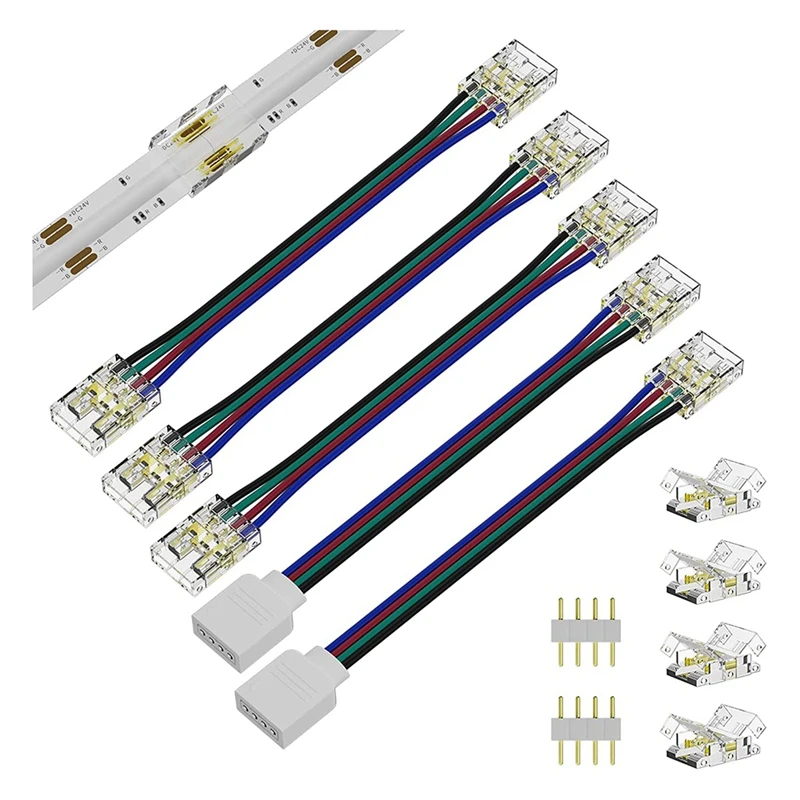 

1Set Cob Led Strip For COB RGB LED Strip Lights 4 Pin Dual Ends Extension Connectors To 4 Pins Plug 5.5In Extension Wire