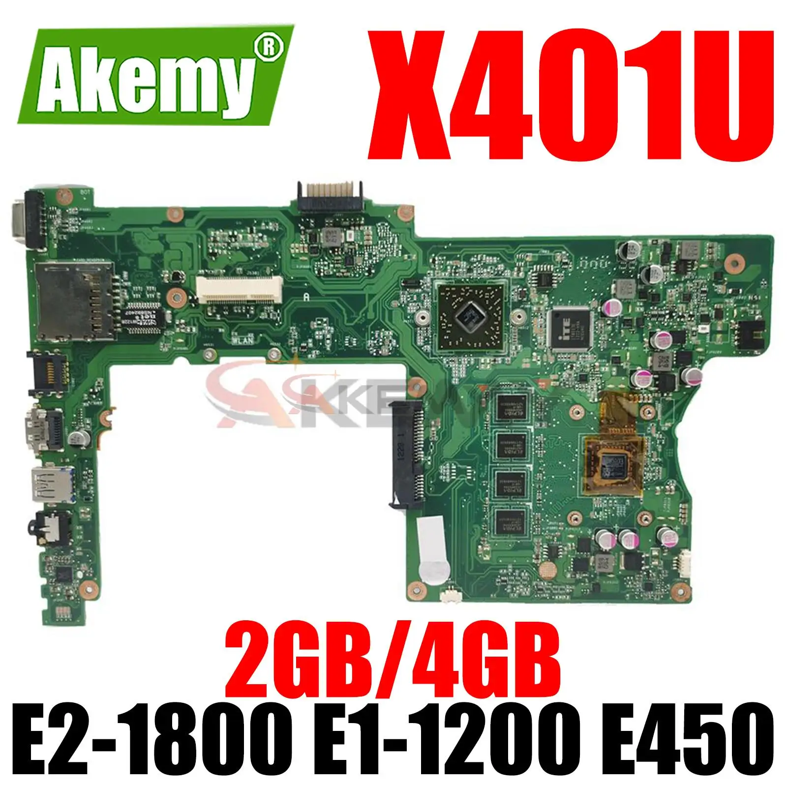 

X401U Laptop Motherboard for ASUS X401U C60 E2-1800 E1-1200 E450 CPU Notebook Mainboard 2GB 4GB RAM Tesed