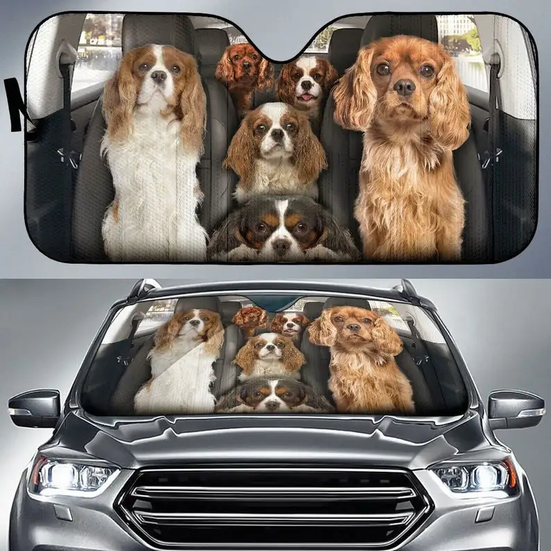 

Автомобильный солнцезащитный козырек для автомобиля Cavalier King Spaniel, 30 дюймов, защитное окно для автомобиля, индивидуальное искусственное жив...