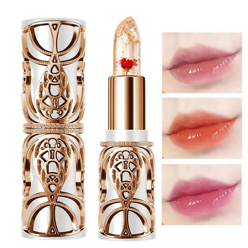 

Moisturizer Long-lasting Jelly Flower Lipstick Makeup Temperature Changed Colorful Lip Blam Pink Transparent