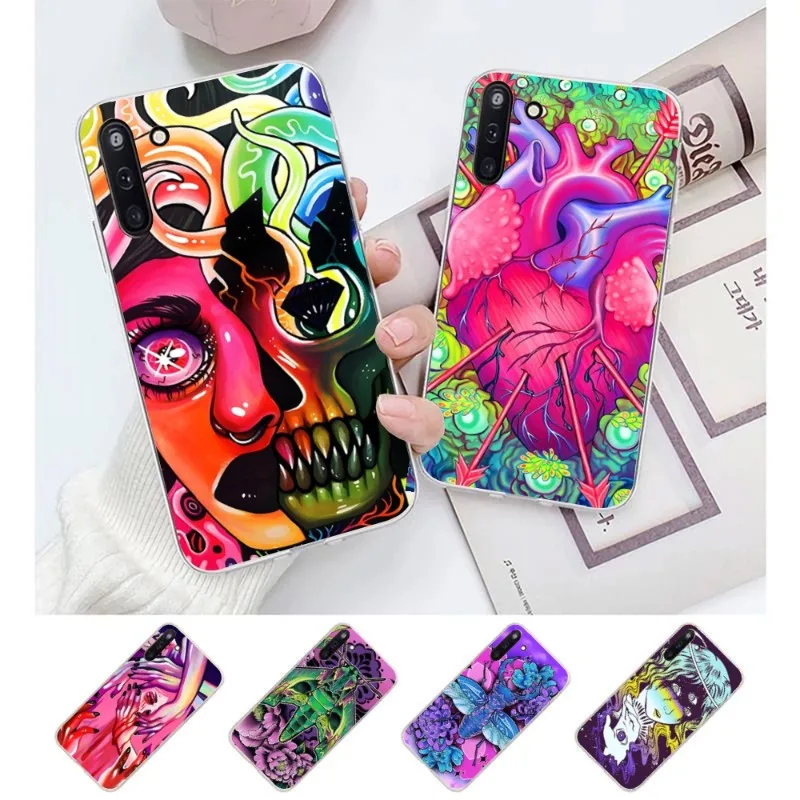 Чехол для телефона с рисунком скелета для Samsung Galaxy S10 S21 S22 Plus Ultra A91 A51 A21S A12, прозрачный чехол для телефона