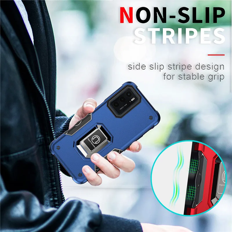 

For OPPO A16 A16S A57 Case Shockproof Armor Car Ring Holder Stand Back Cover For Realme C21 C21Y C30 C30S C33 C35 Phone Cases