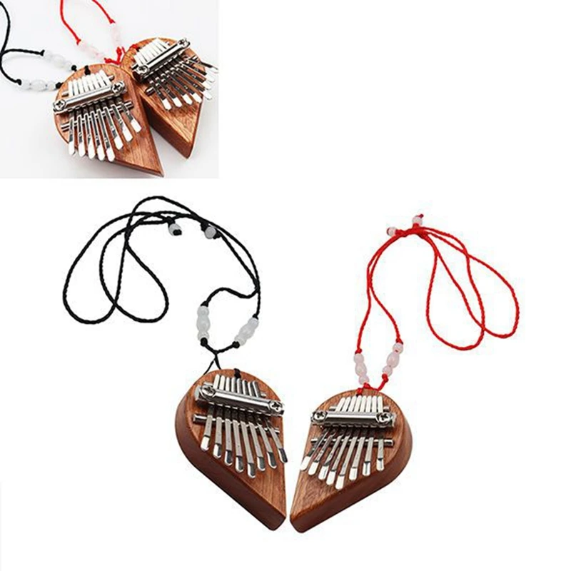 

8 клавиш Kalimba творческие левые правые сердца деревянные портативные мини пальцы пианино подарки для детей и взрослых клавиатура музыкальны...
