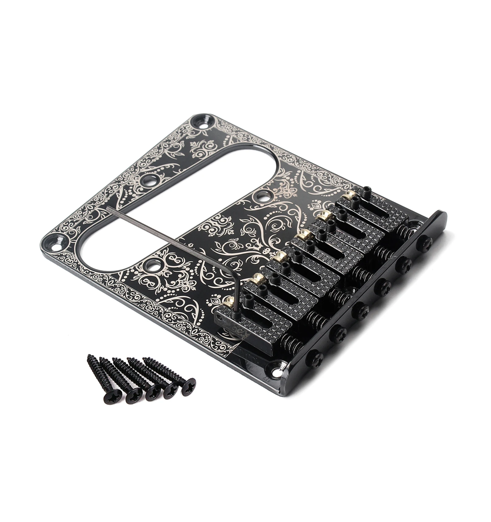 

Guitar Roller Saddle Bridge 6 String Hardtail Ashtray Style with Screws Carving Pattern Tool Control Plate Bass Instrument