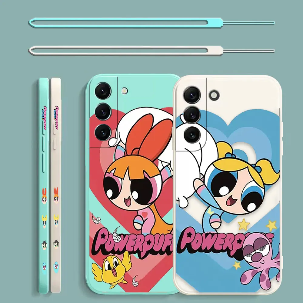 

The Powerpuff Girls Phone Case For Samsung Galaxy S23 S22 S21 S20 FE Ultra S11 S11E S10 S10E S9 Plus Lite Liquid Left Rope Cover