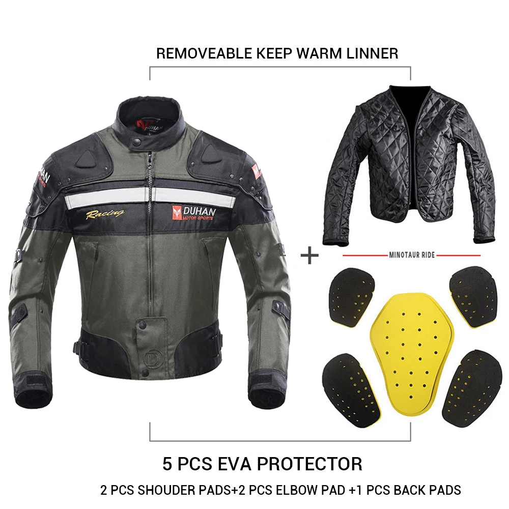 DUHAN Motorcycle Jacket & Pants Set Men's Moto Cycling Suit Waterproof Keep Warm Liner Motocross Jacket Body Protector Winter enlarge