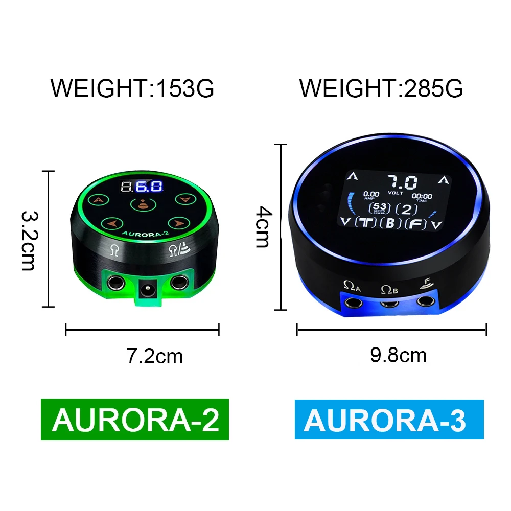 2022 новый источник питания Aurora с 3 ЖК-дисплеем для татуировок портативный