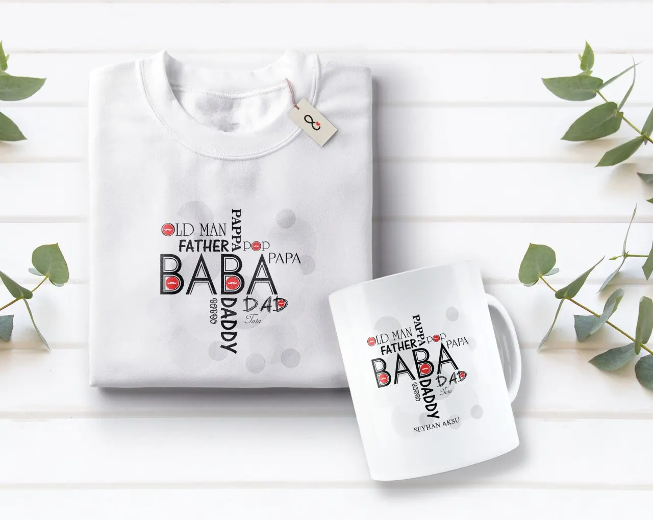 

Персонализированные папа дизайн белая футболка и кружка Seti-1