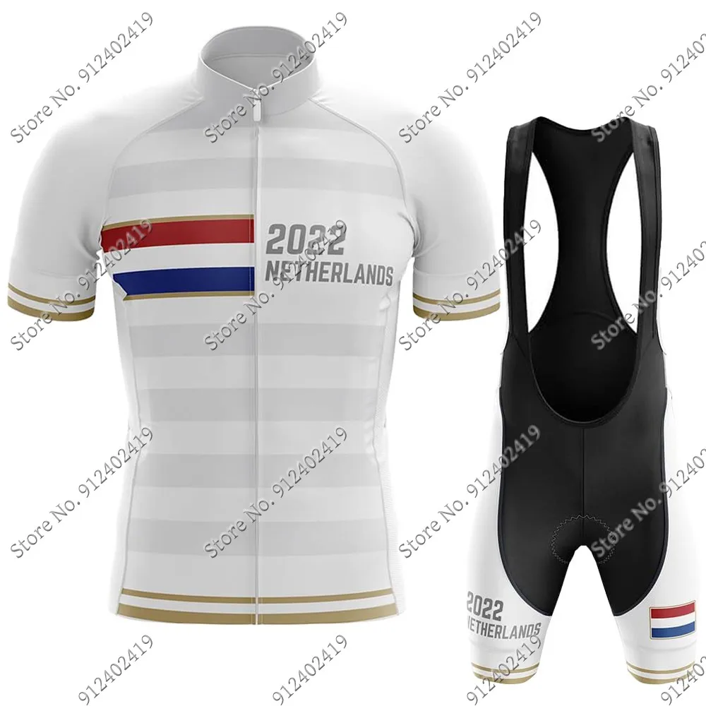 

2022 Netherlands National Team Cycling Jersey Set Men Clothing Road Bike Shirts Suit Bicycle Bib Shorts MTB Ropa Culotte Maillot