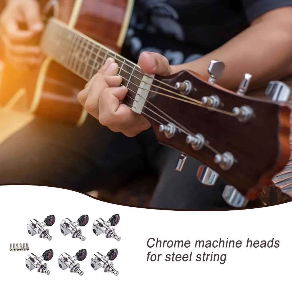 

6 Pieces 6R Guitar Tuning Pegs Right-handed Adjustable Small Tuners Machine Sealed-gear String Threaded Bushings