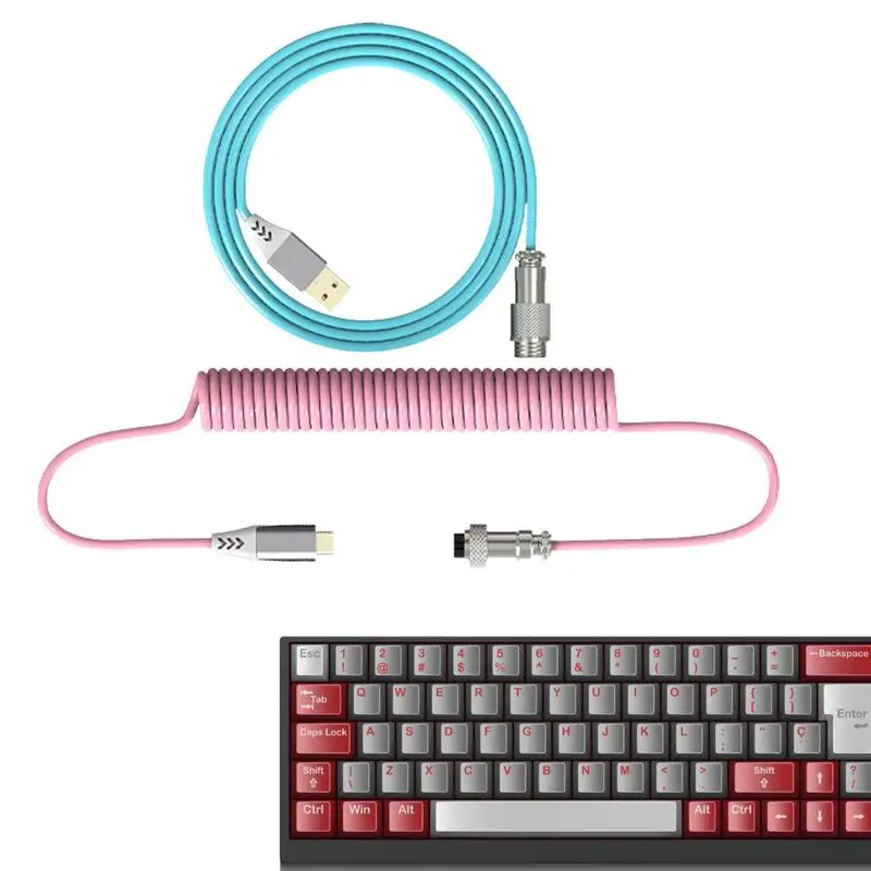 

Coiled Cable Coiled Cable For Gaming Mechanical Keyboard Flexible Spiral Type-C To USB Cable Multi-Colors